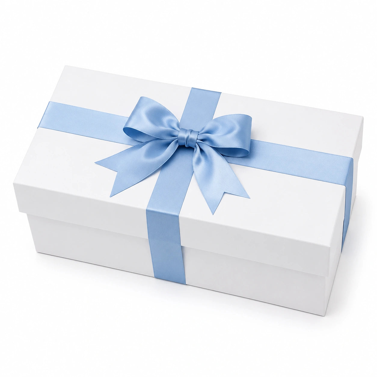 Geschenkbox 30 x 20 x 10 cm aus Karton in Weiß Hellblau mit Schleifenband