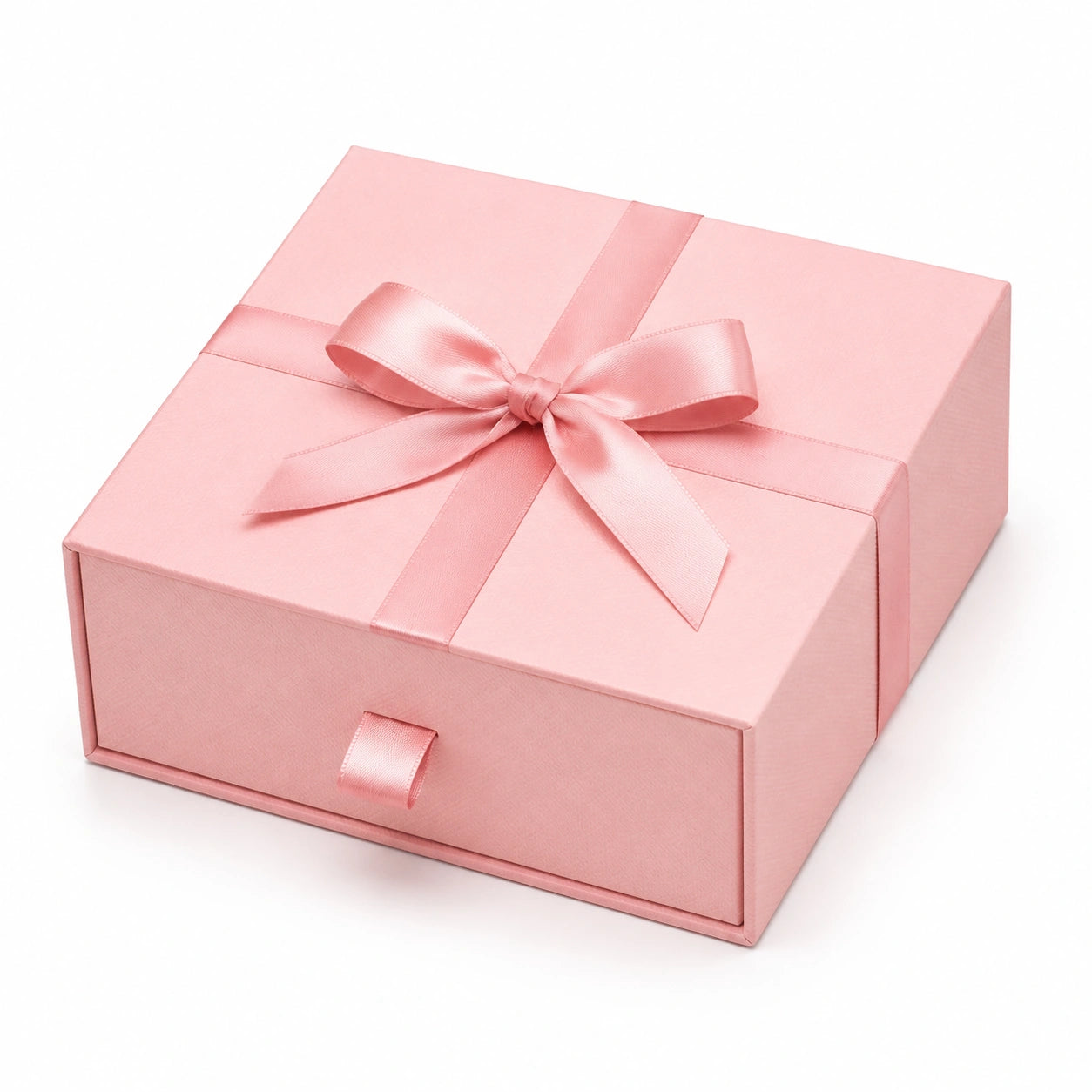 Geschenkbox 20 x 20 x 8 cm Rosa Karton mit Satinband und Schublade