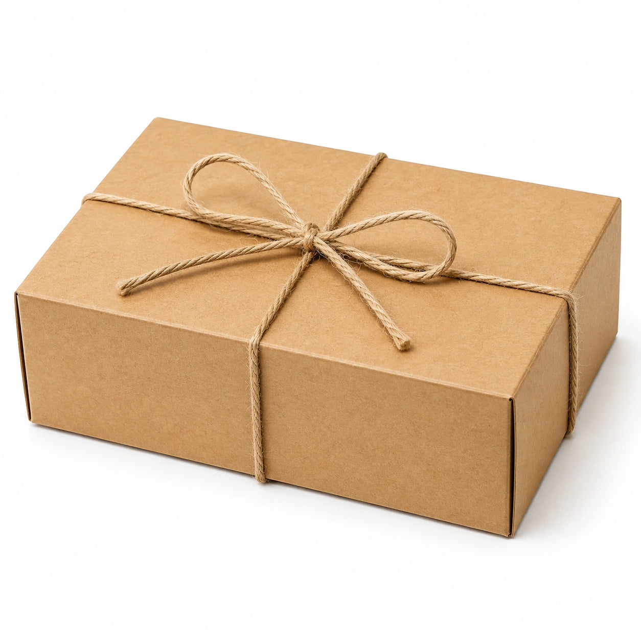 Geschenkbox 25 x 18 x 8 cm aus Karton in Naturbraun mit Kordel zum Verpacken