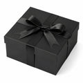 Geschenkbox 25 x 25 x 10 cm aus Karton Schwarz mit Satinband dekorativ