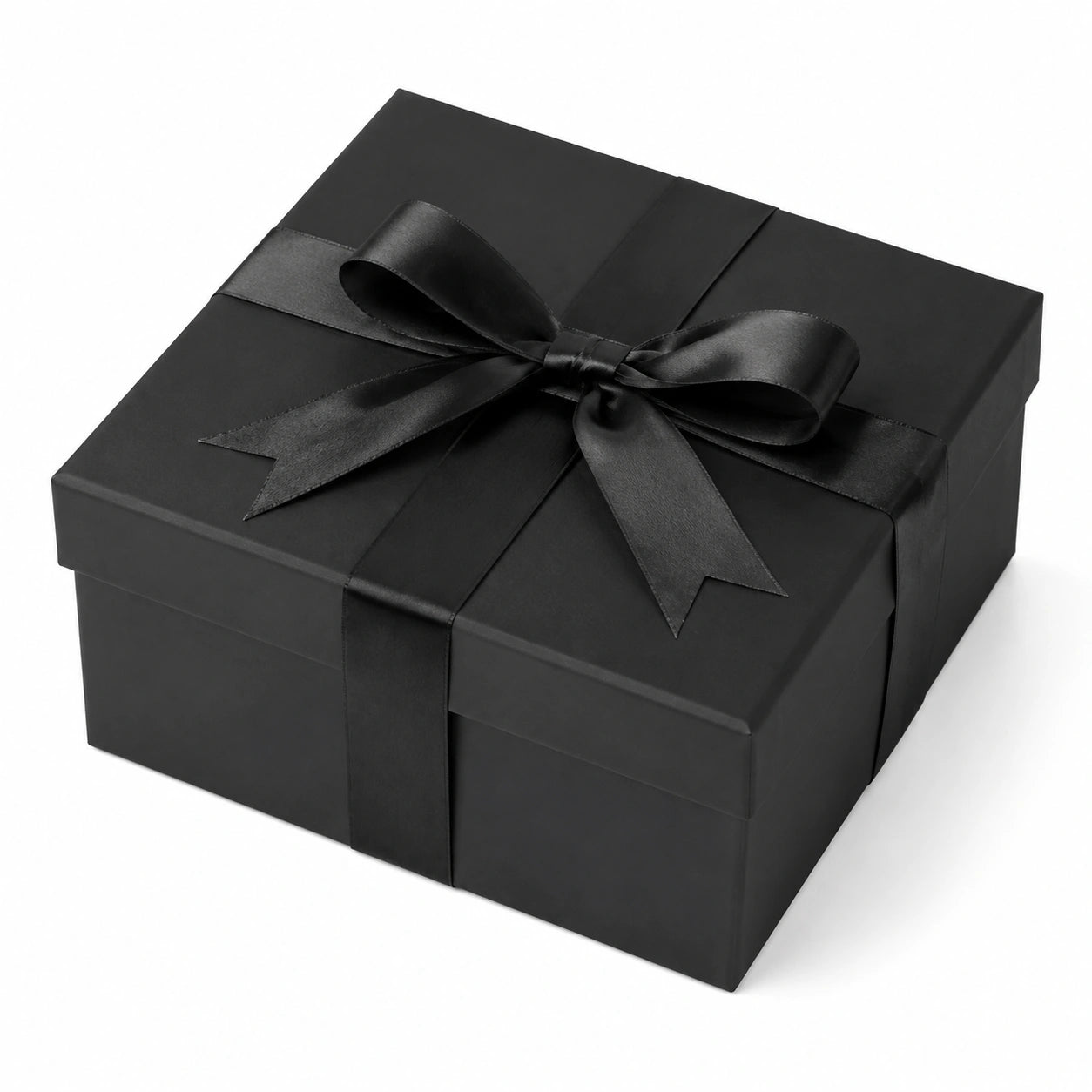 Geschenkbox 25 x 25 x 10 cm aus Karton Schwarz mit Satinband dekorativ
