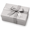 Geschenkbox 25 x 18 x 8 cm aus Karton in Silber mit Satinband - rechteckige Geschenkverpackung