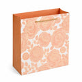 Geschenktüte 32 x 12 x 26 cm aus Papier in Rosa Weiß mit Blumenmuster und Kordelgriffen