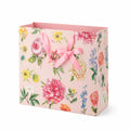 Geschenktüte 32 x 12 x 26 cm aus Papier Rosa mit Blumenmuster und Schleifenhenkeln