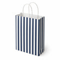 Geschenktüte 26 x 12 x 32 cm Papier Blau Weiß gestreift mit Kordelgriffen