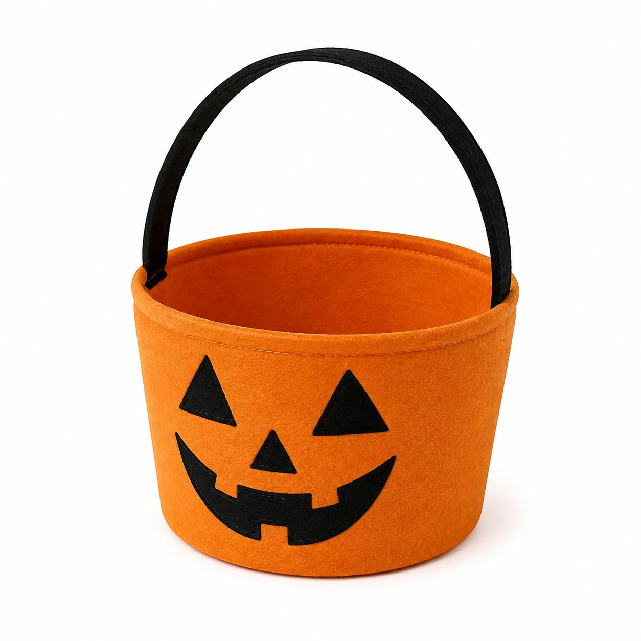 Filz-Sammelkorb 20 cm Orange Schwarz mit Kürbisgesicht und Tragegriff