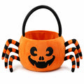 Süßigkeiteneimer 28 cm aus Polyester in Orange Schwarz mit Spinnenbeinen und Tragegriff