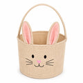 Runder Osterkorb 25 cm aus beigem Textilgewebe mit Hasendesign
