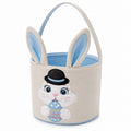 Osterkorb 20 cm Textil Beige Blau mit Hasenmotiv und Tragegriff