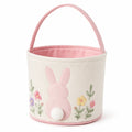 Runder Aufbewahrungskorb 20 cm Textil Creme Rosa mit Henkel Hasenmotiv