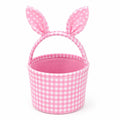 Aufbewahrungskorb 30 x 35 cm aus Stoff Rosa Weiß mit Hasenohren