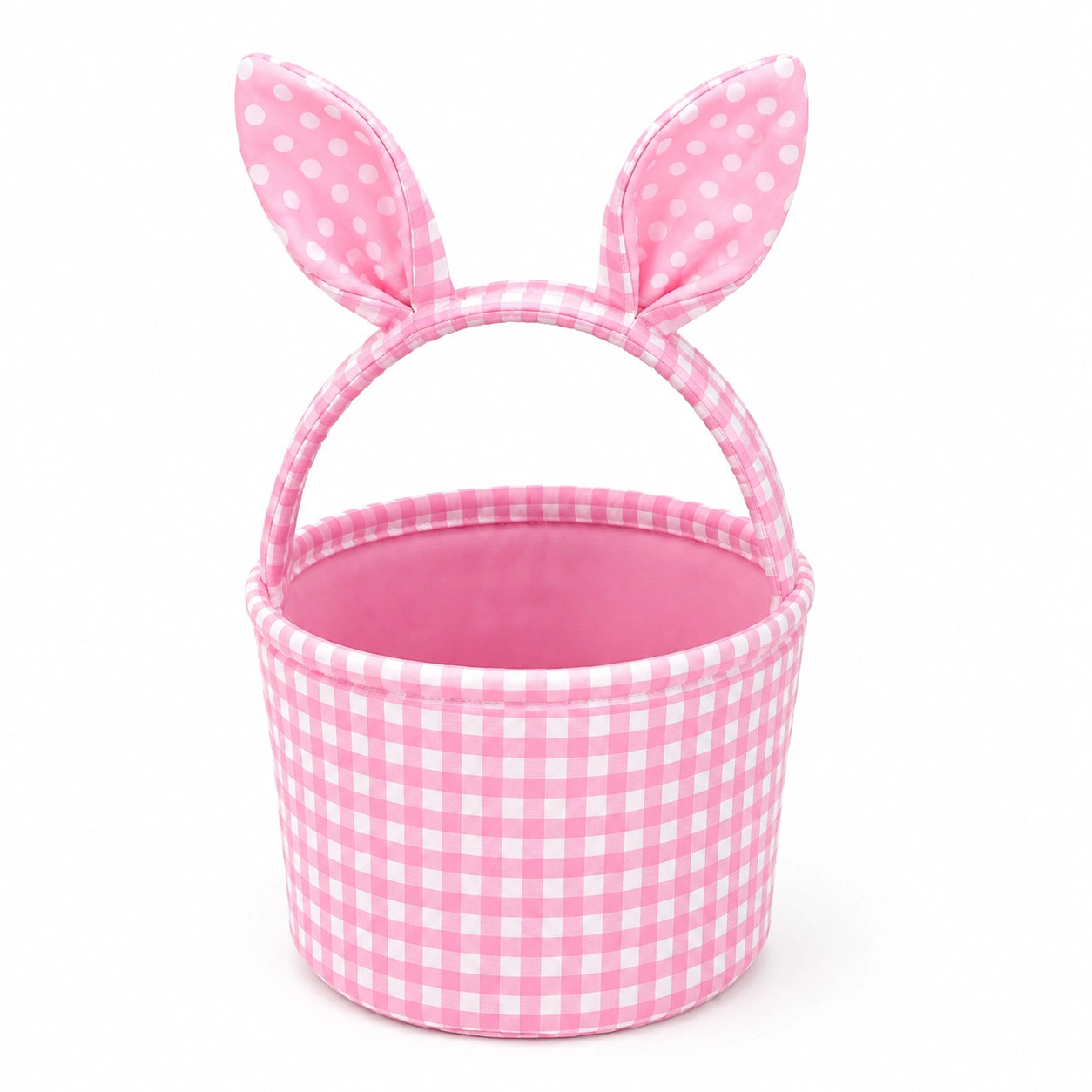 Aufbewahrungskorb 30 x 35 cm aus Stoff Rosa Weiß mit Hasenohren