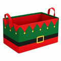 Aufbewahrungsbox 38 x 28 x 25 cm aus Textilgewebe Rot Grün mit Tragegriffen im Wichtelstil