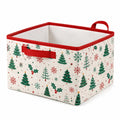 Aufbewahrungsbox 38 x 28 x 26 cm aus Textilgewebe Weiß Rot mit Weihnachtsmotiv faltbar