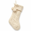 Weihnachtsstrumpf 45 cm Stricktextil Cremeweiß mit Zopfmuster und Kordelzug