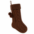 Strick Nikolausstiefel 45 cm Braun mit Zopfmuster zum Aufhängen
