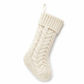 Dekostiefel 45 cm aus Textil in Creme mit Zopfmuster und Aufhängeschlaufe