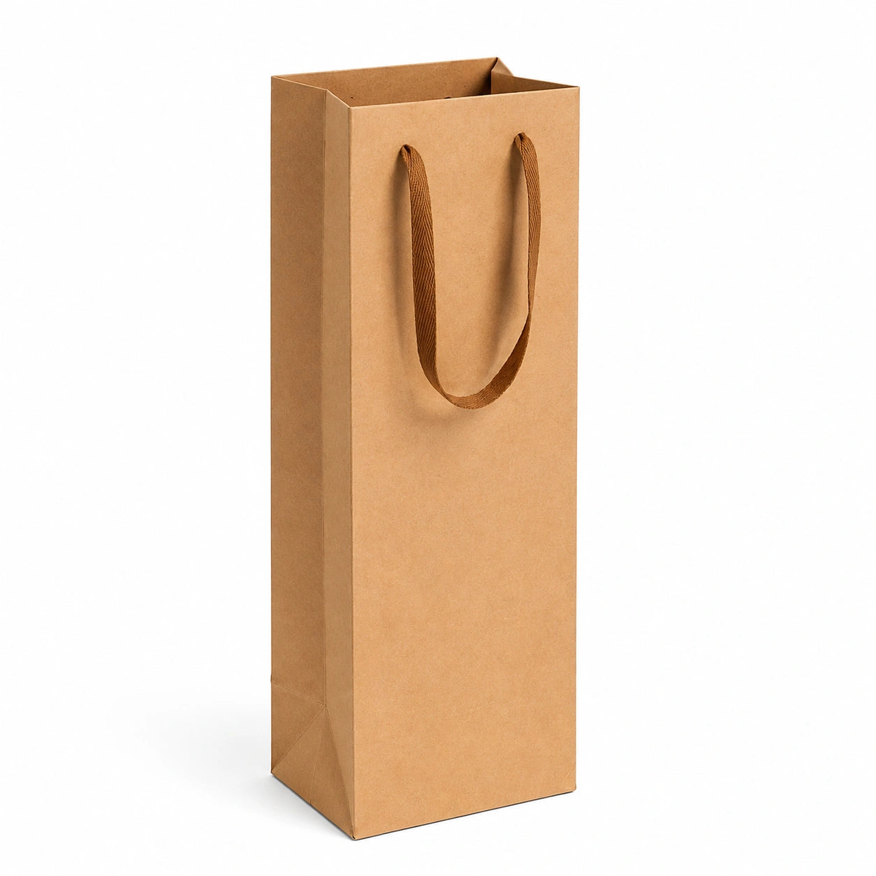Geschenktüte 14 x 8 x 36 cm Kraftpapier Braun mit Kordelgriffen für Flaschen