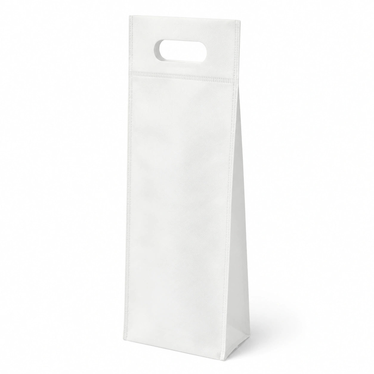 Flaschentasche 12 x 10 x 39 cm aus Vliesstoff Weiß mit Tragegriff für Weinflaschen