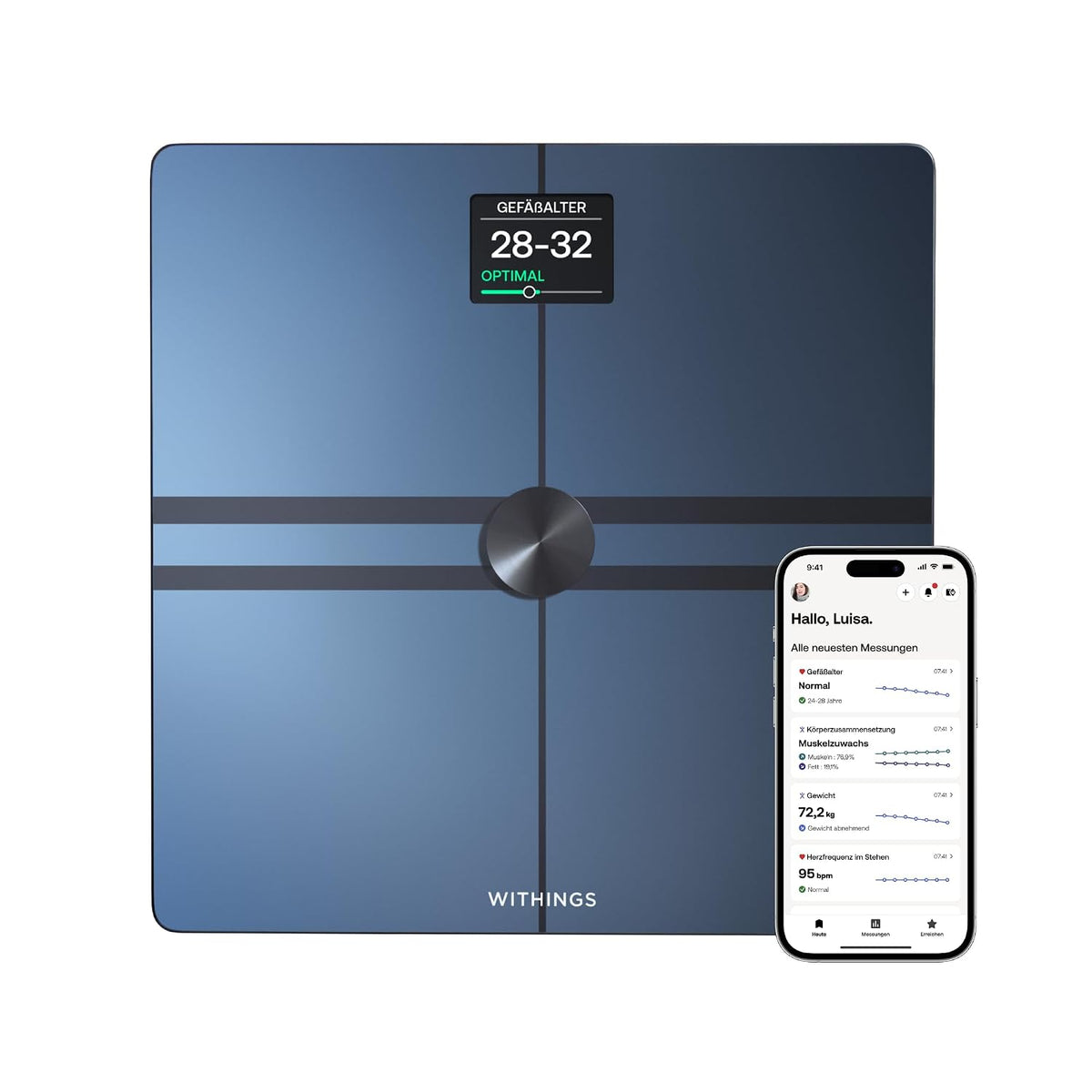 Withings Digitale Personenwaagen, Schwarz, Body Comp, Multifrequenz-BIA-Waage, WLAN, 10 Messwerte, Gefäßbewertung