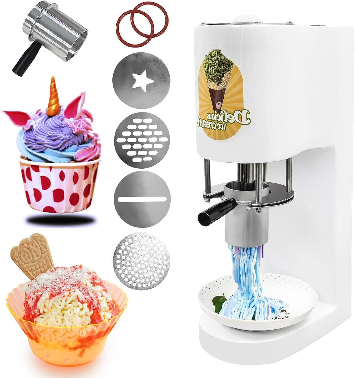 XEEAOFE Eismaschine, 80 W, 30 L, Weiß, mit 4 Formen, Kommerzieller Gelato-Hersteller, für Hausgemachtes Eis/Gelato/Sorbet/Gefrorenen Joghurt
