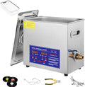 WSGDSG Waschmaschine, 10 L, Silber, Ultraschall-Reinigungsgerät mit Heizung und Timer, Ultraschall- aus Edelstahl für Laborwerkzeuge
