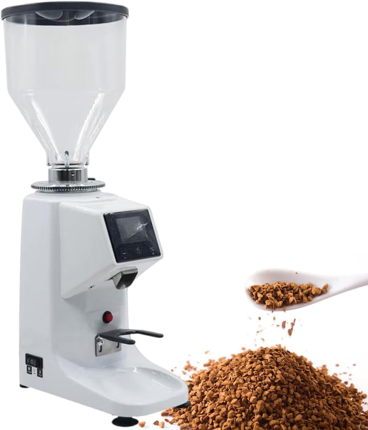 vnmudzeo Kaffeemaschine, Weiß, Automatische KaffeemüHle, 19 Mahlgrade Einstellbar, GewüRzmüHle FüR Gewerbe Und Haushalt