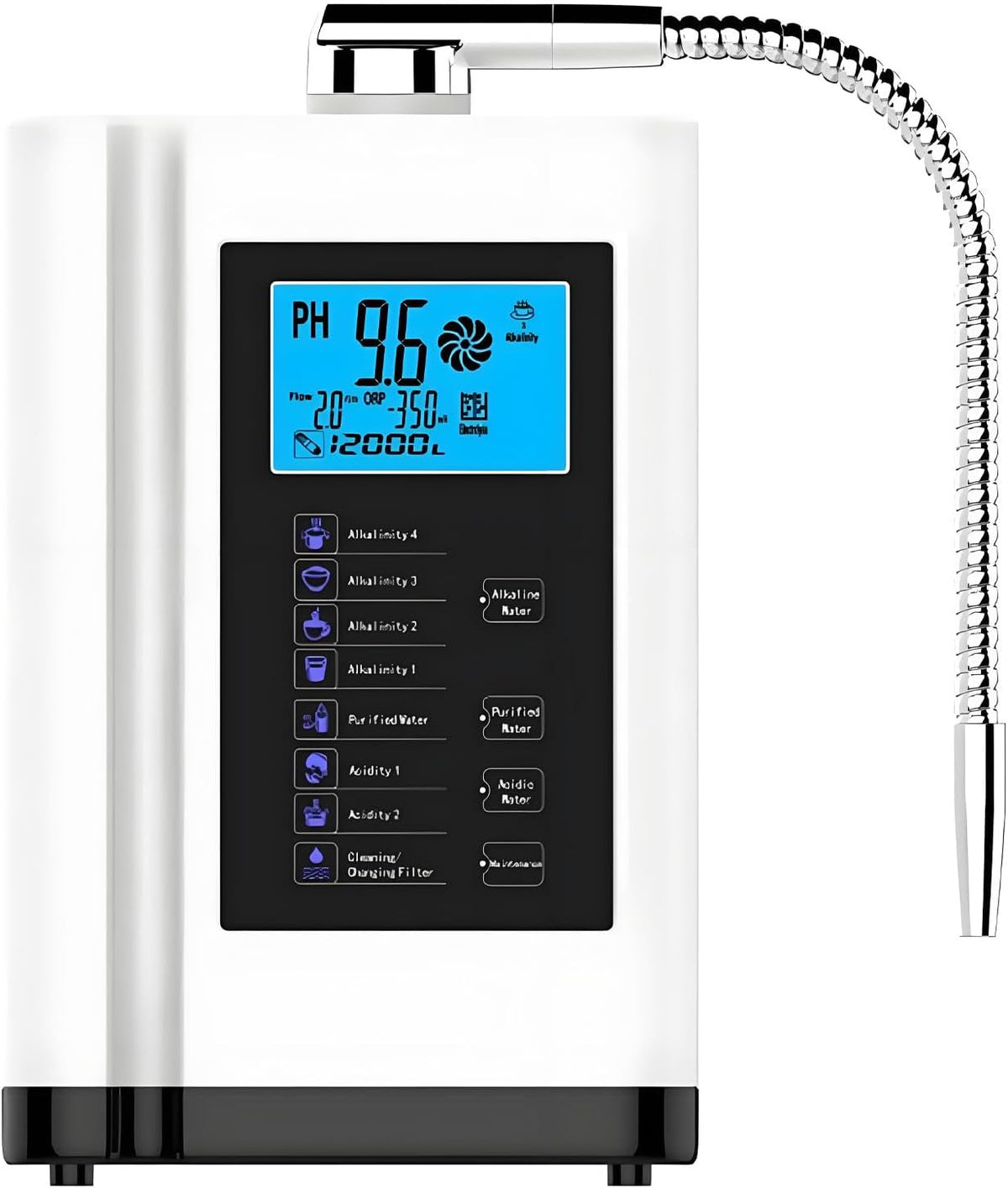 DNEPEI Dunstabzugshaube, Weiß, Wasserionisierer für alkalisches Wasser mit Wasserstoff, Gerät für ionisiertes Wasser mit fünf platinierten Platten