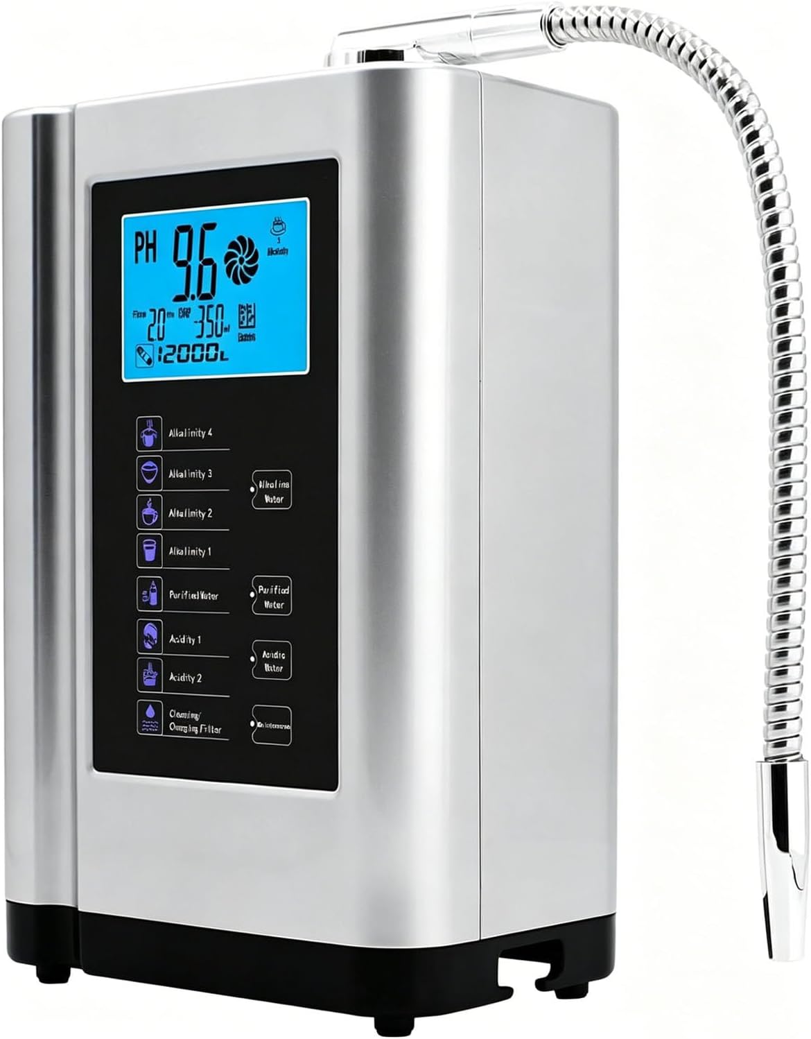COAKUE Wasseraufbereiter, 8000 l, Silber, Alkalischer Wasserionisator mit integriertem Filter ( pro, produziert Wasser mit einem pH-Wert von 3