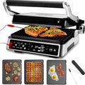 YOER Elektrische Tischgrills, 2200 W, Schwarz, Kontaktgrill, Multifunktionsgerät 3-in-1, Sandwichmaker, Waffeleisen