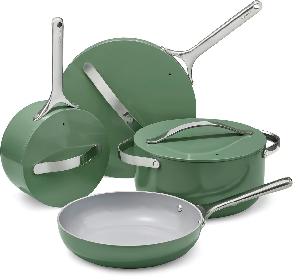 Caraway Herd, Schwarz, Antihaftbeschichtetes Keramik-Kochgeschirr-Set (12-teilig), Pfannen, PTFE- und PFOA-frei