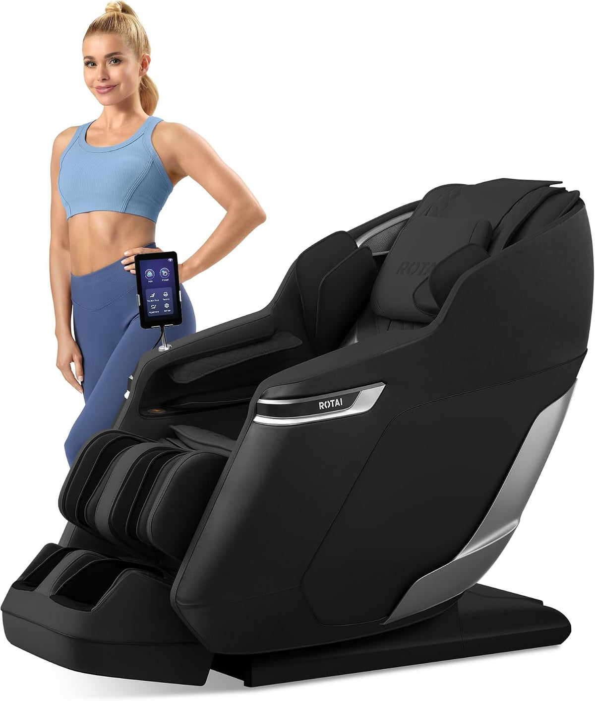 ROTAI Audiogerät, Schwarz, x Pamela Reif - 4D Massagesessel, SL-Track Ganzkörpermassage mit Bodyscan, Zero Gravity