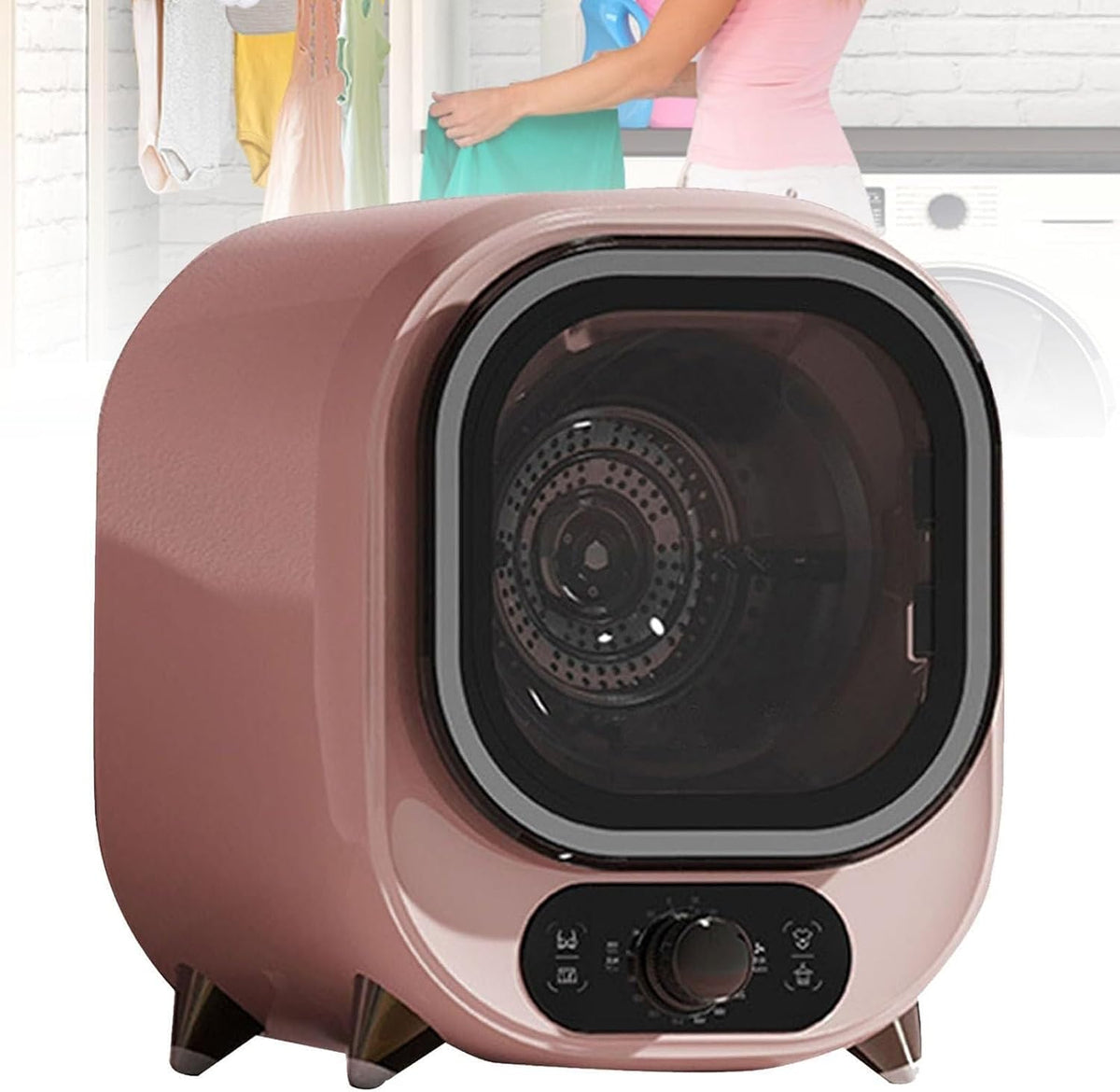 WJQZJDAMAI Wäschetrockner, 0,8 Kg, 450w, Weiß, Kleiner Tisch-Kondensations- Mit Edelstahltrommel, Tragbarer Frontlader-Kompakt