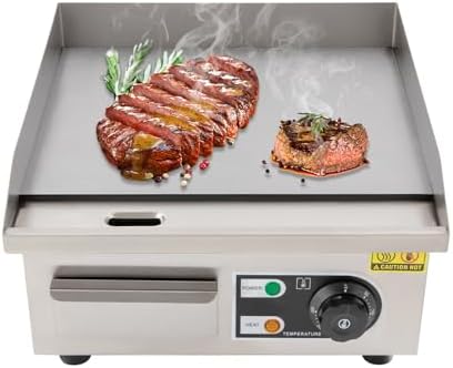 Annuod Elektrogrill, Silber, Gewerbliches blech, Edelstahlgrill, Flachgrill Für Die Arbeitsplatte, Kochplatte