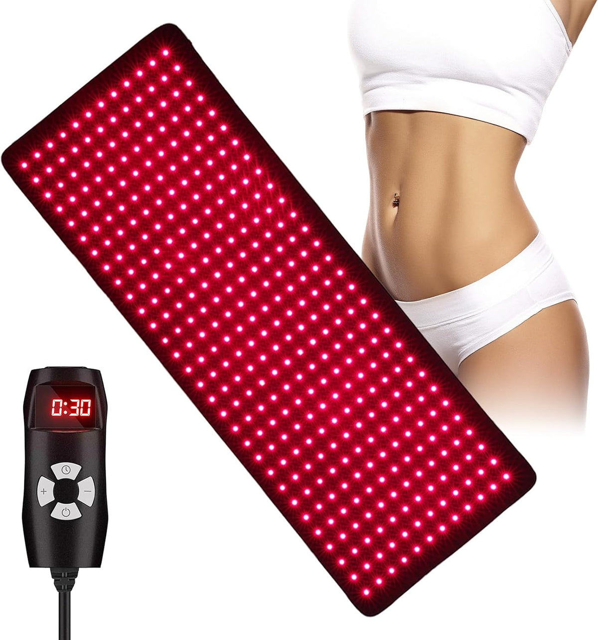 MEGELIN Infrarottherapie, Schwarz, Rotlichttherapie-Gürtel Plus, Rotlicht- und Infrarot-Therapiegürtel Plus, 360 LEDs