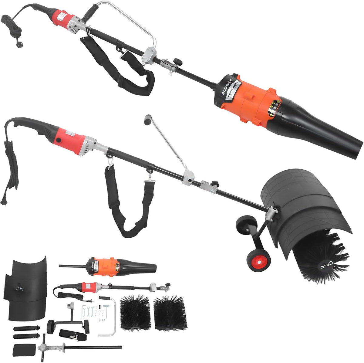 ROGONPDK Schneefräse, 70–80 dB, 1600 W, Nylon, Aluminium, Gummi, Aluminiumlegierung, Schwarz/Rot/Orange