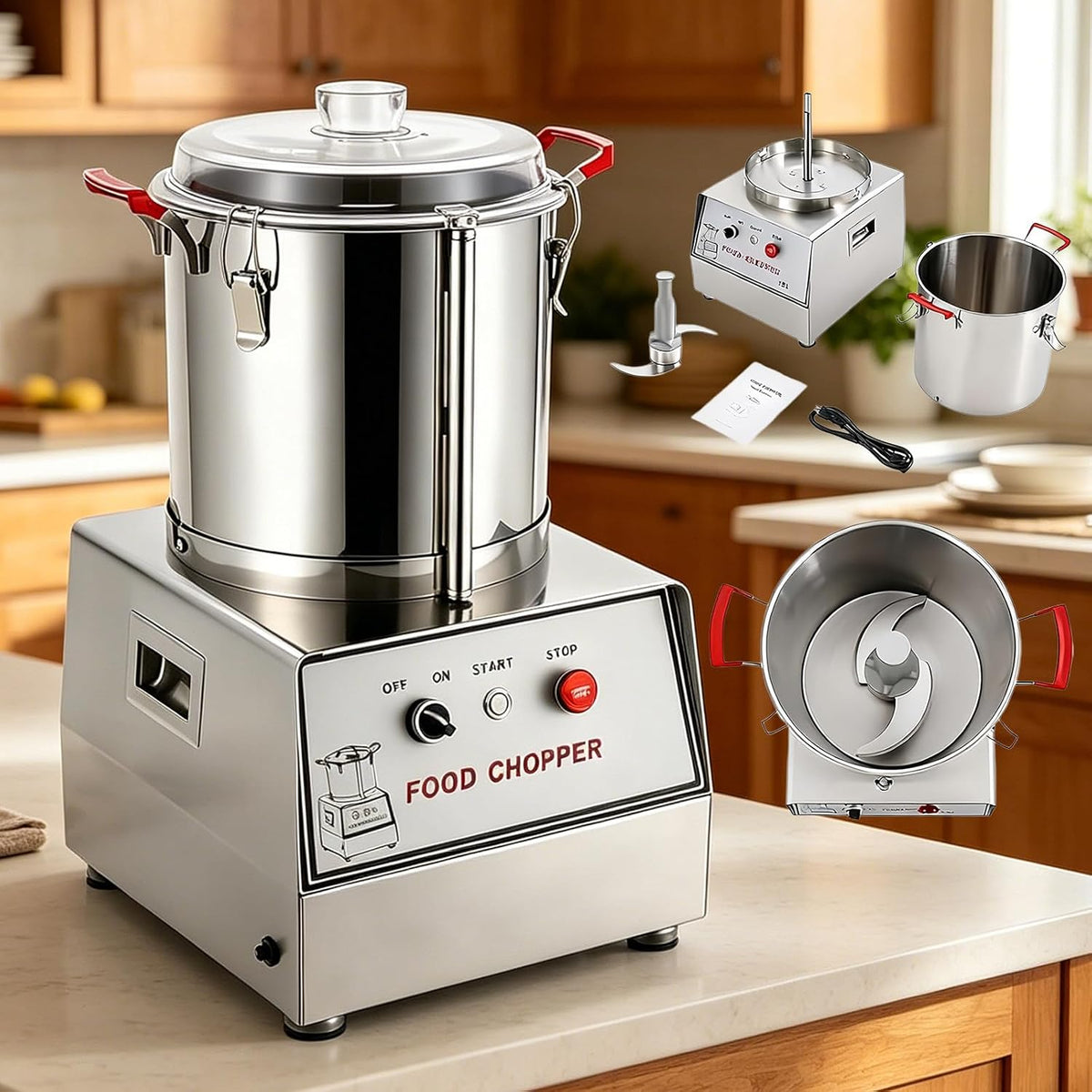 SHUMIAO, 1100 W, 1400 W, 550 W, 750 W, Silber, Gewerbliche Küchenmaschine ( / / / ), 1400 U/min Motor, elektrischer automatischer Zerkleinerer