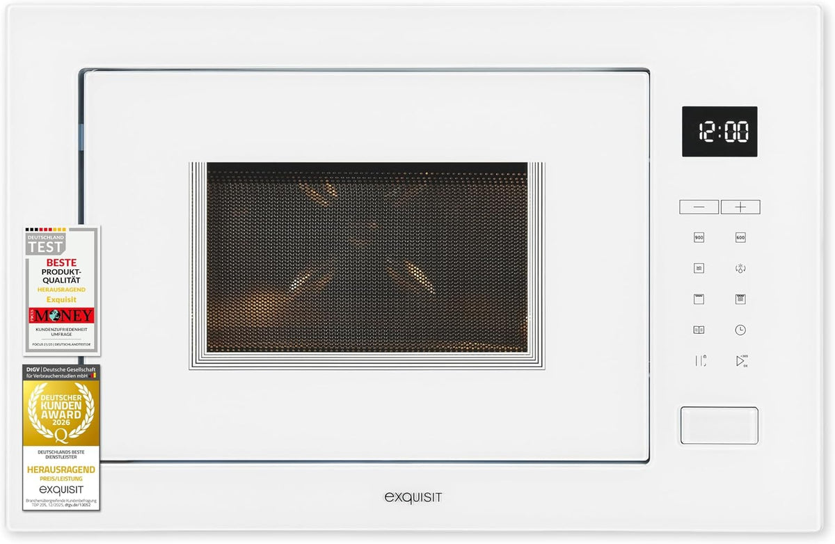 Exquisit Mikrowelle, 900 W, 25 l, Weiß, Einbau mit Grill