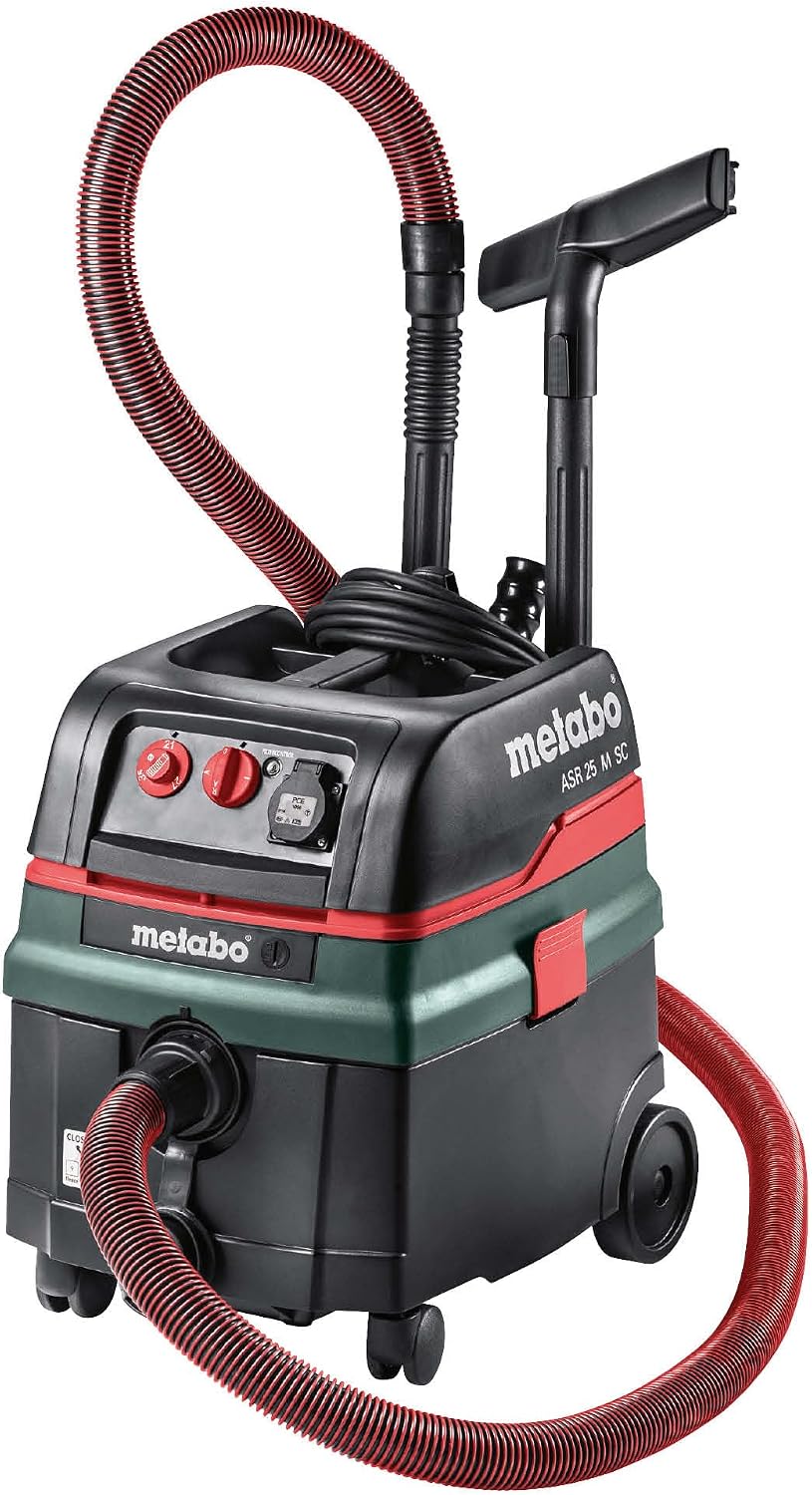 metabo Nass-,Trockensauger für Werkstätten, 1400 W, 25 M, Schwarz, Allessauger ASR SC, Nass-Trockensauger Staubklasse M