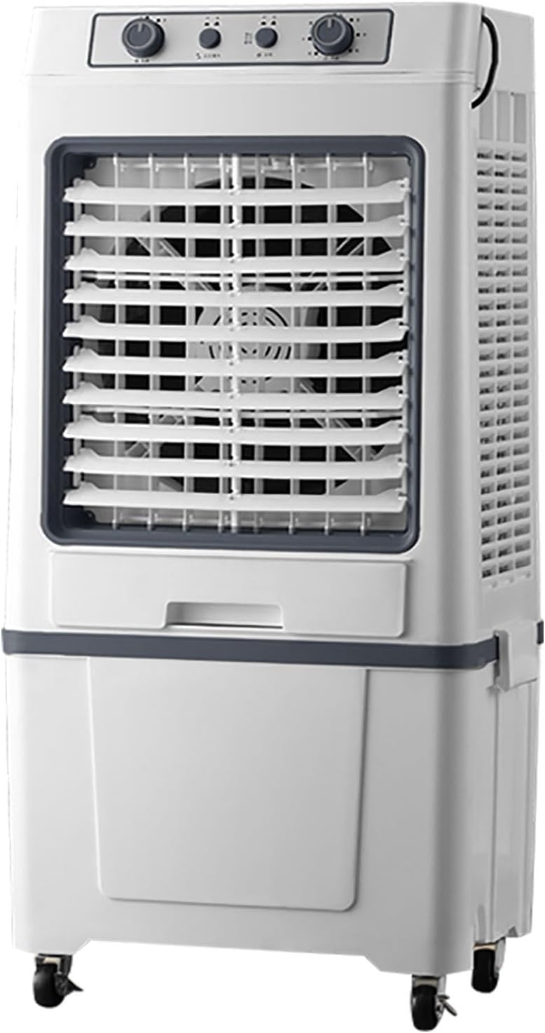Dunstabzugshaube, 40 L, Weiß, 3 in 1 Verdunstungsluftkühler, 3-Gang-tragbarer Sumpfkühler, Tank, 120° Oszillation