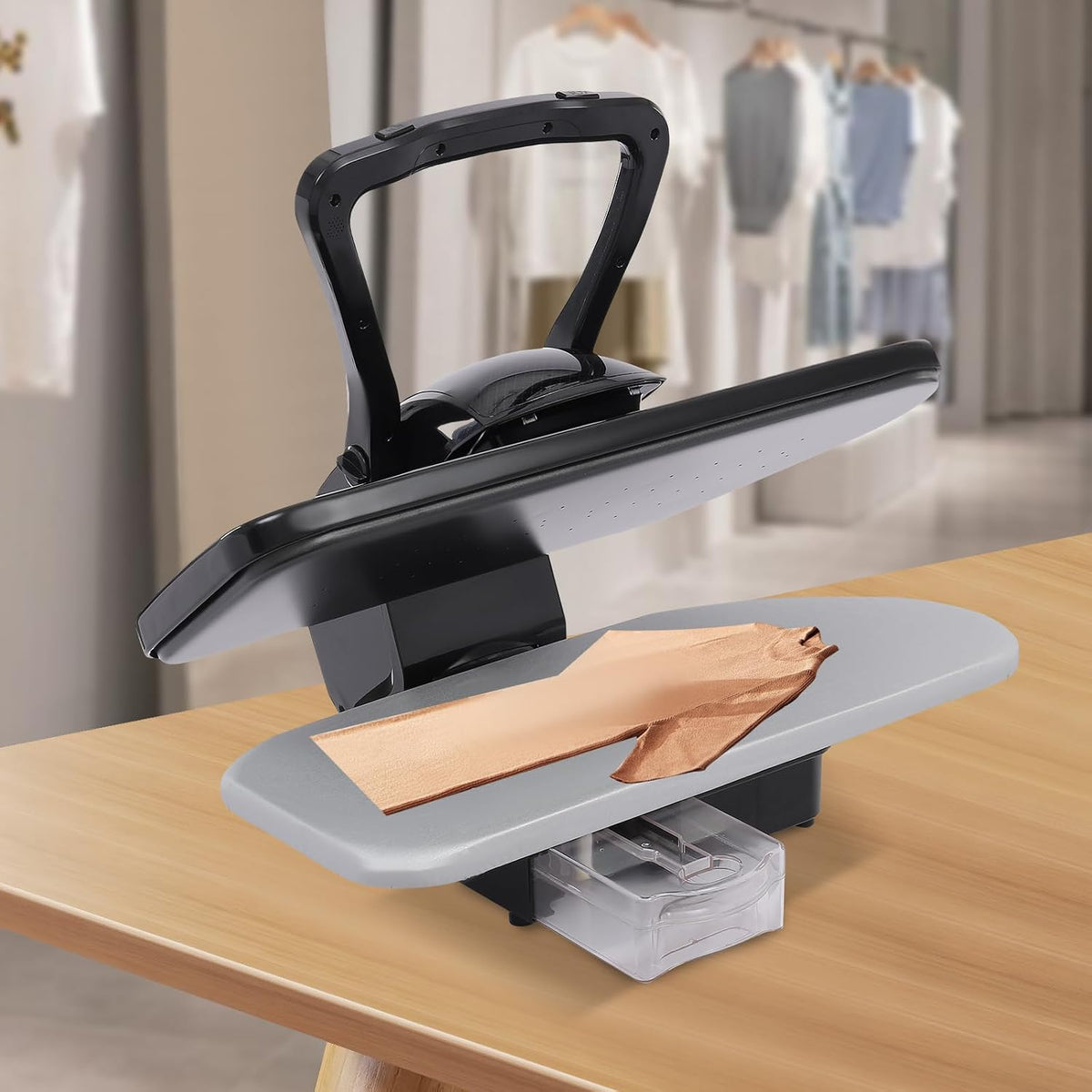 Tenddya Bügelpressen, 1 L, Schwarz, Bügelmaschine, Intelligente Dampfpresse mit 5 Bügelprogrammen Display