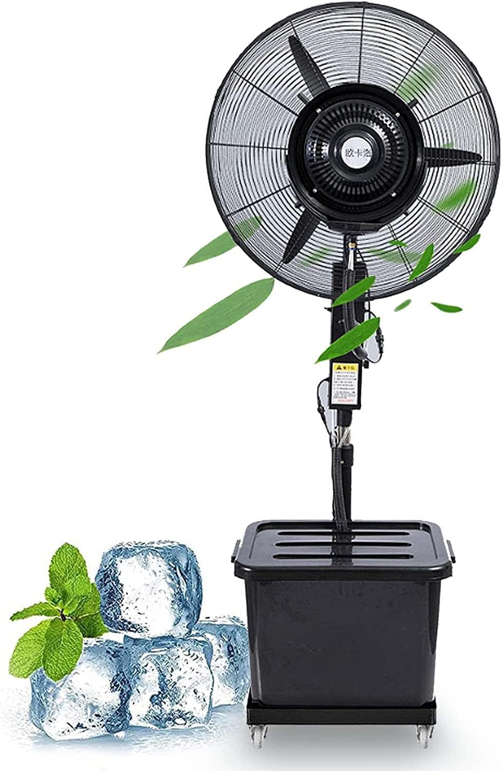 Outdoor Standventilatoren, Weiß, Misting Fan Kit, Tragbarer 90° Oszillierender Standventilator für den, verstellbare Höhe