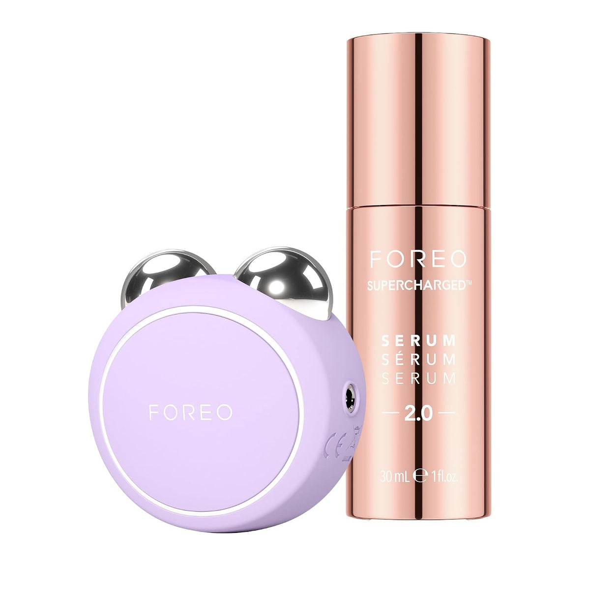 FOREO Geräte zur Faltenreduzierung & Anti-Aging-Geräte, Schwarz, BEAR 2 go Mikrostrom-Gesichtsgerät + SUPERCHARGED Serum 2.0