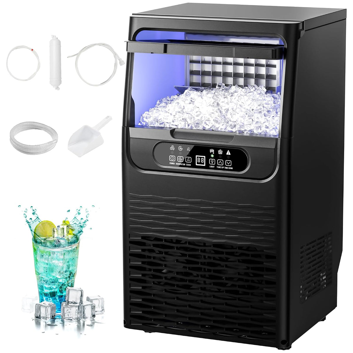 EUHOMY Eiswürfelmaschine, Schwarz, Gastro CIM011