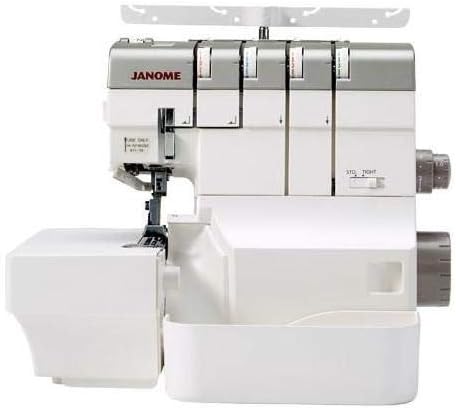 Janome Overlock-Nähmaschinen, Grau, AirThread 2000D PROFESSIONAL 4 Faden Overlock mit, großer Arbeitstisch, Lufteinfädelsystem per Knopfdruck für Ober