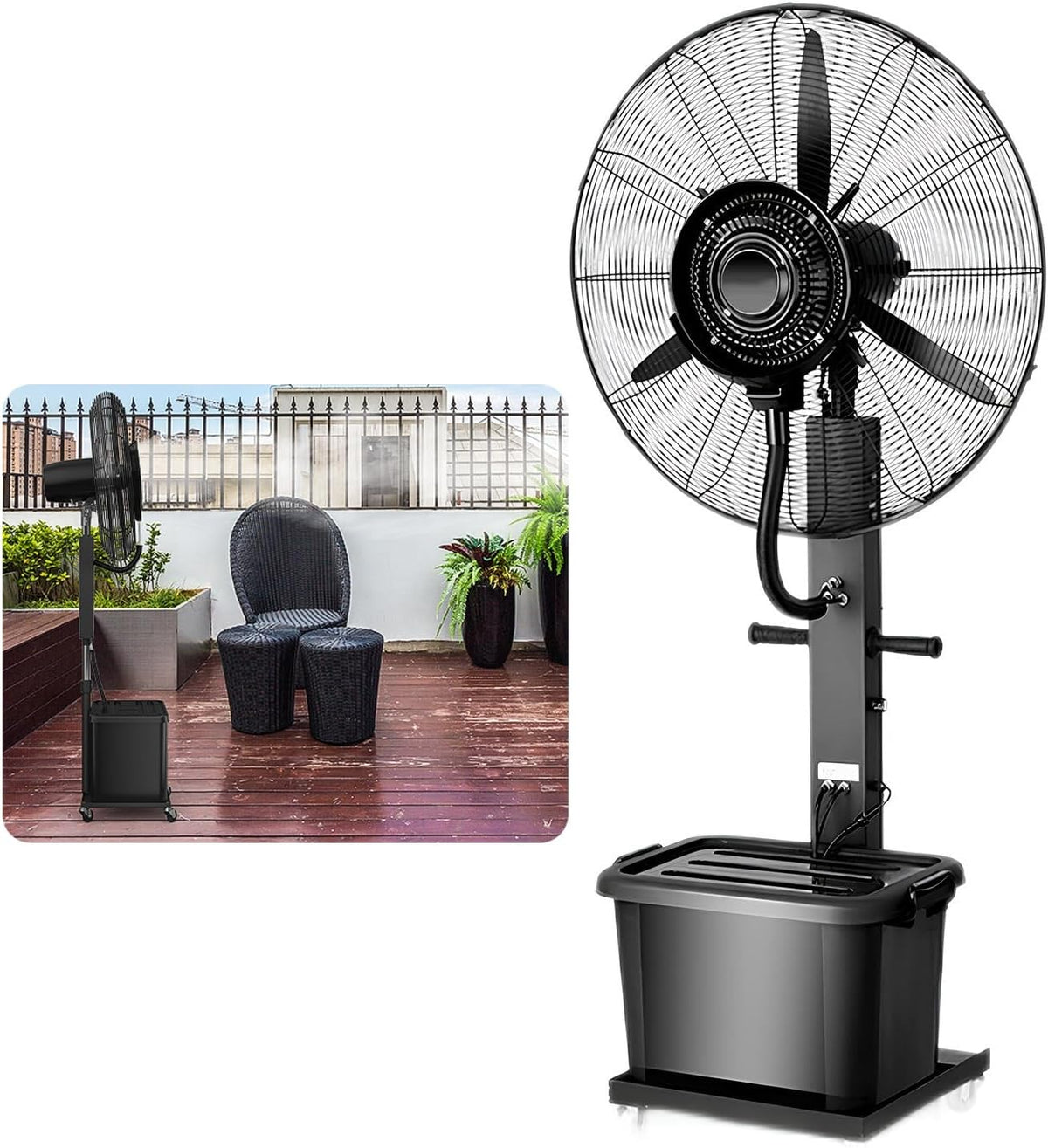 PQPQLI Gewächshaus, 230 w, 260 w, 350 w, 40 L, Weiß, Industrieller Nebelventilator, 90° Oszillation, 3 Stufen, Tank