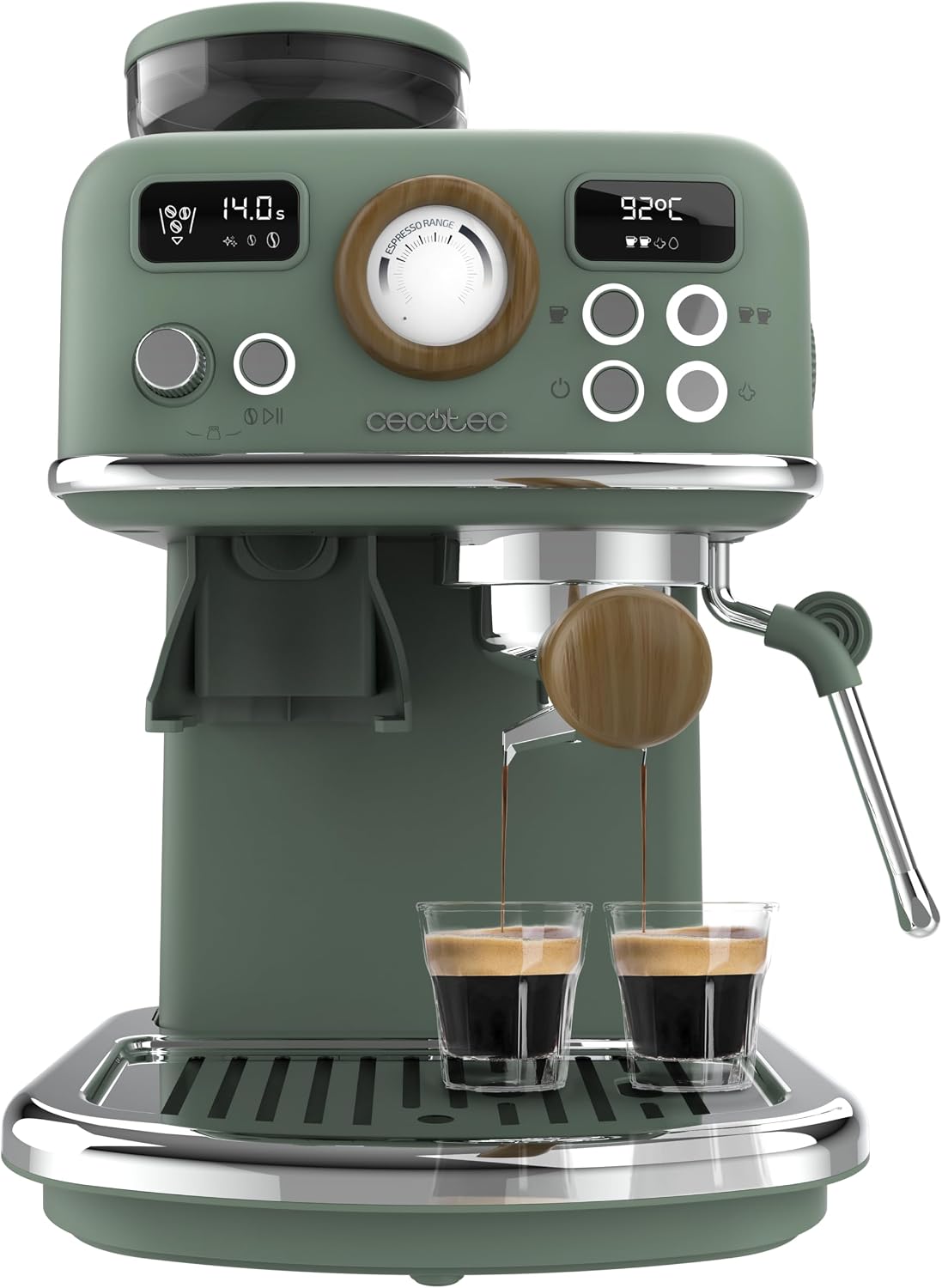 Cecotec Kaffeemaschine, 1500 W, 1,8 L, Schwarz/Silber, Espressomaschine Power Espresso 20 Tradizionale Grind