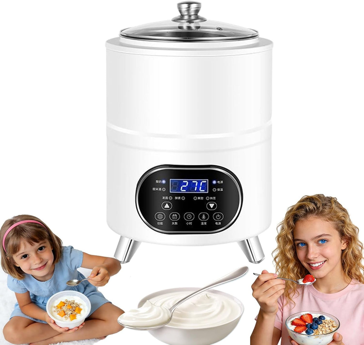 RUODATONLY Joghurtbereiter, 12 L, 8 L, Silber/Weiß, Gewerblicher, / Joghurtmaschine, aus Edelstahl für griechischen Joghurt