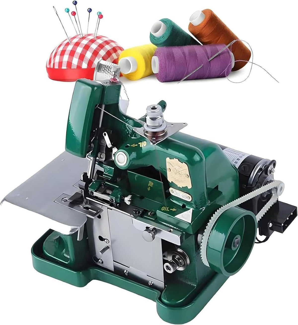 XDLYWUZIQ Einfache Nähmaschinen, 25 x 21 x 27 cm, Grün, Overlockmaschinen, Industrielle Overlockmaschine Mit 3000 Stichen Pro Minute
