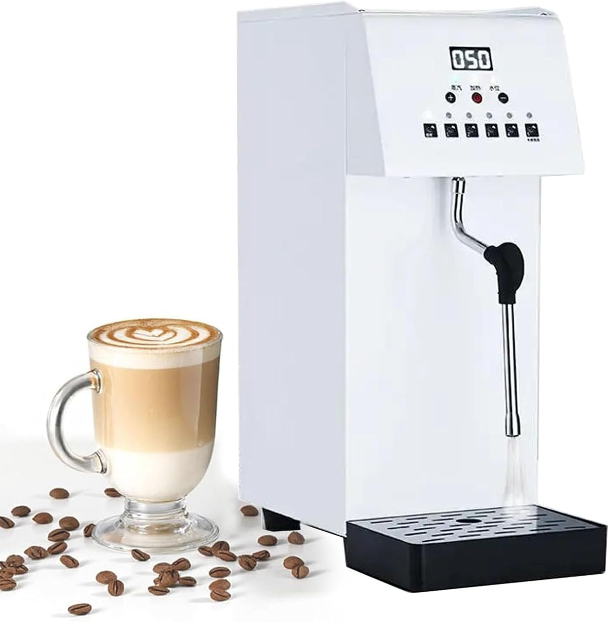 QFGain Milchaufschäumer, 2500 W, Schwarz, Gewerblicher, 360° Drehbarer Einstab-Dampfkocher, Kaffee- Mit Led-Display